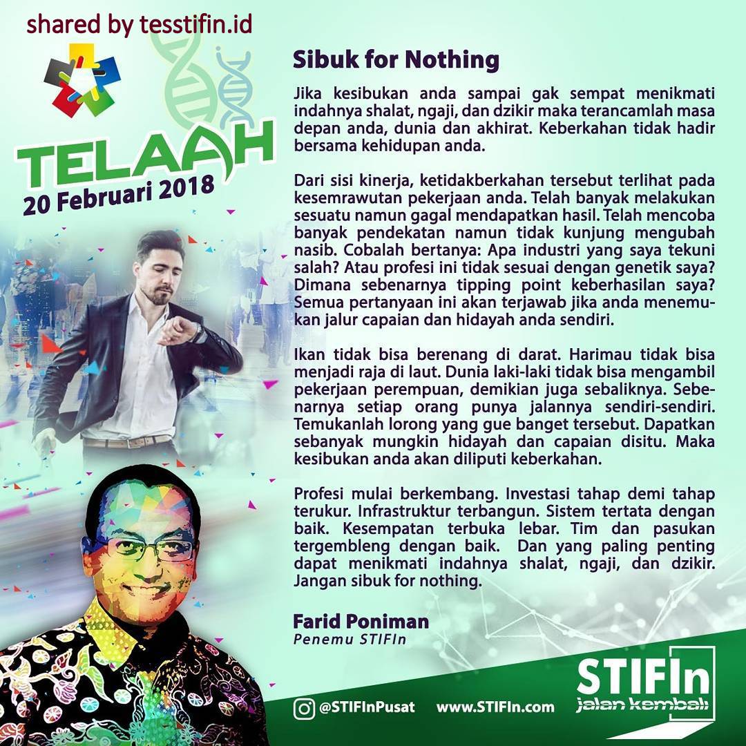 Telaah STIFIn Sibuk For Nothing - Farid Poniman