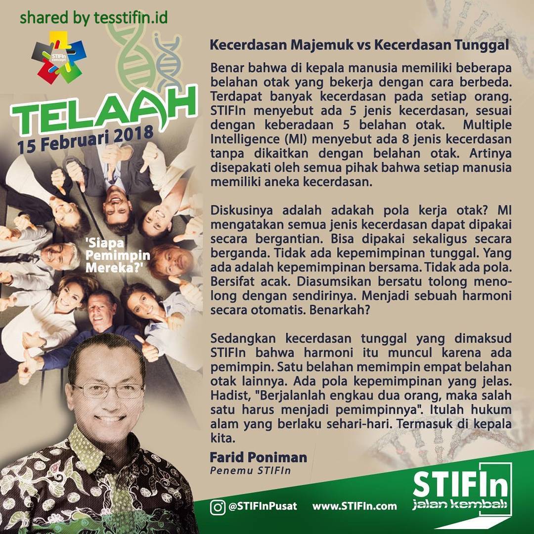 Telaah STIFIn Kecerdasan Tunggal vs Kecerdasan Majemuk - Farid Poniman