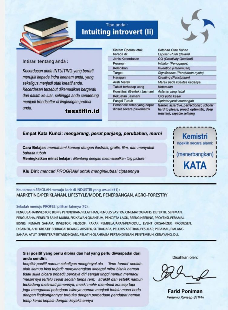 Sertifikat STIFIn Intuiting introvert - Ii - STIFIn Net