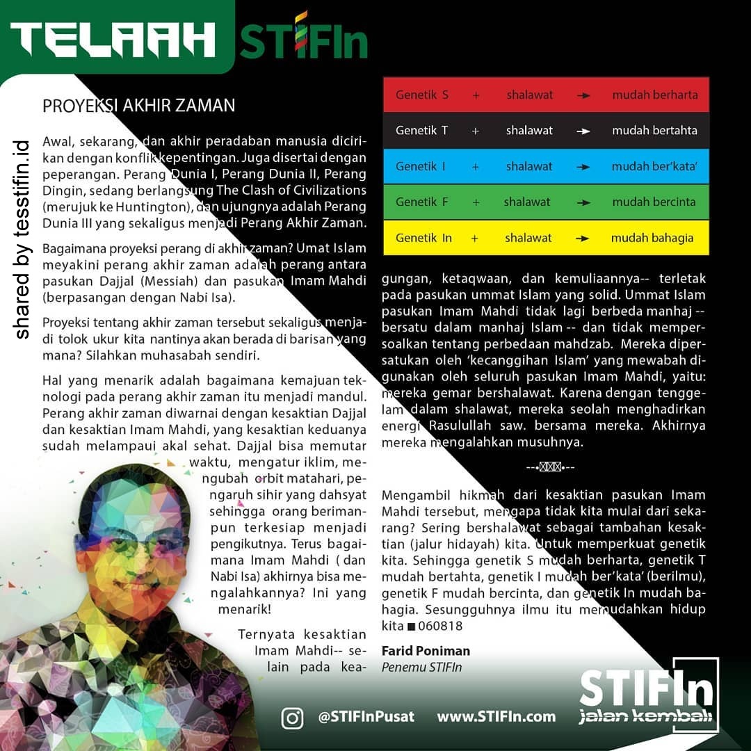 Telaah STIFIn Proyeksi Akhir Zaman Penemu STIFIn Farid Poniman
